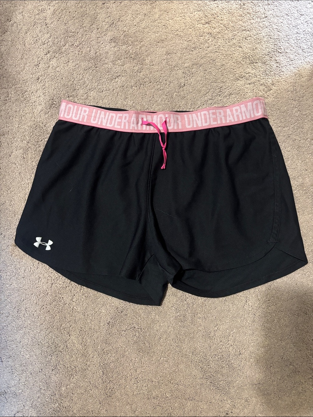 Under Armour Black Athletic Shorts with Pink Waistband